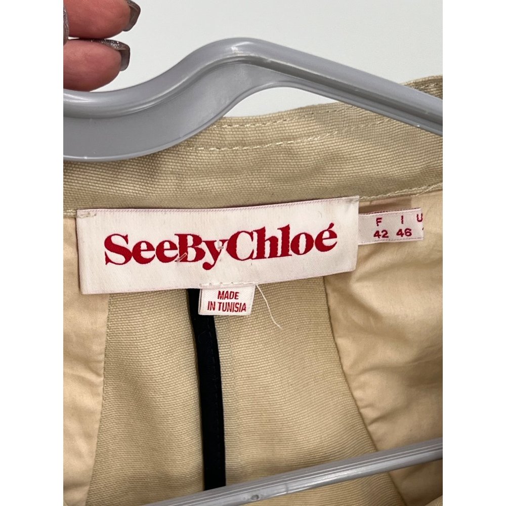 New See By Chloe Ladies Khaki Military Jacket Size 10 - Picture 8 of 12